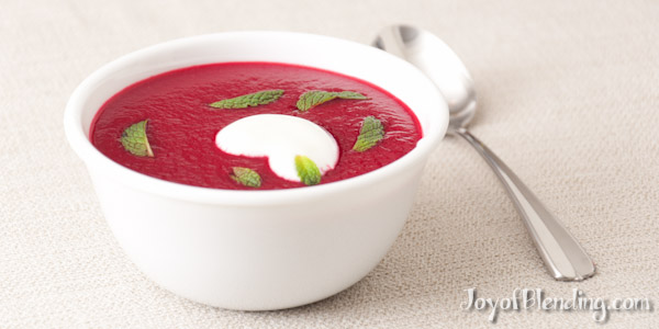 Vitamix beet soup served with garnishes